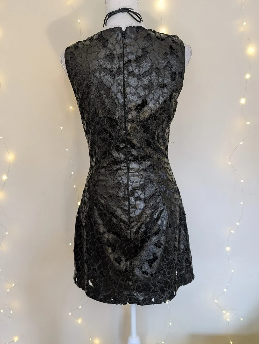 bebe Black Floral Lace Mini Dress - Picture 4 of 9